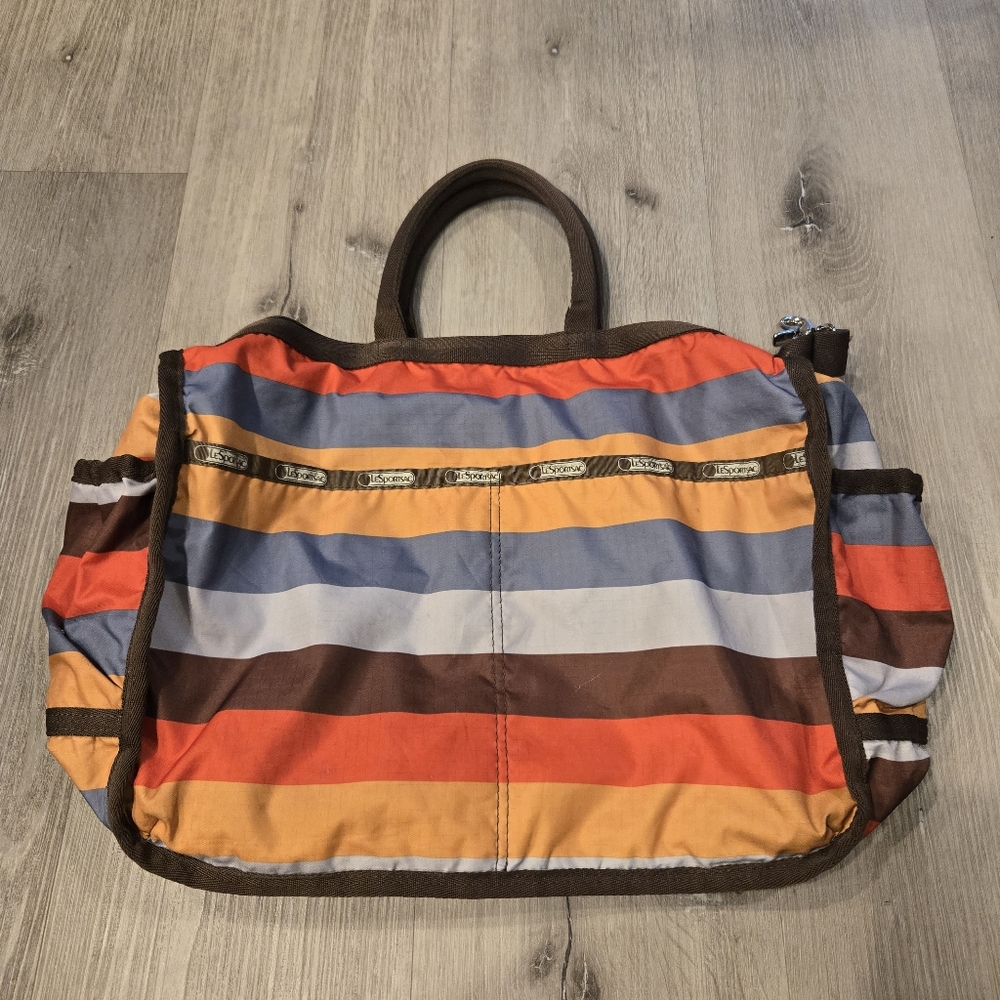 LeSportsac Striped Multi Colored Top Handle Satchel Tote